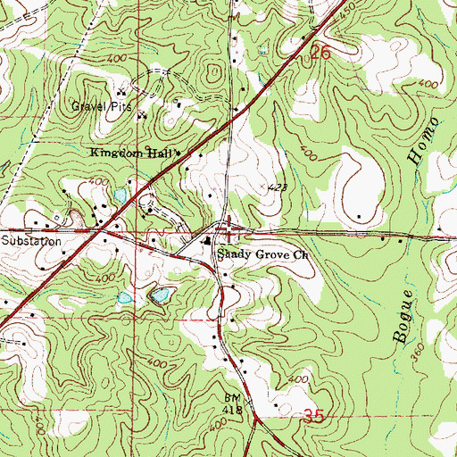 Topographic Map of Shady Grove Cemetery, MS