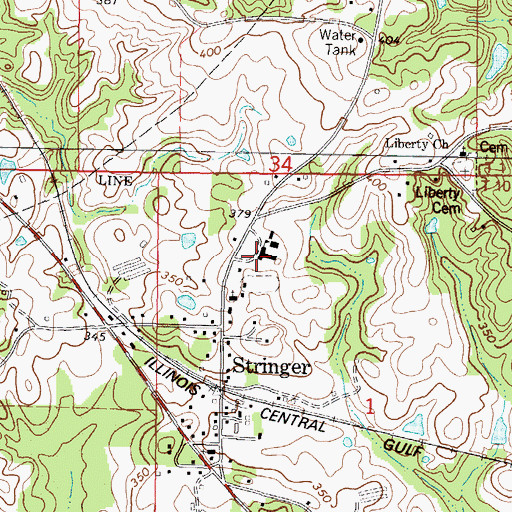 Topographic Map of Stringer Attendance Center, MS