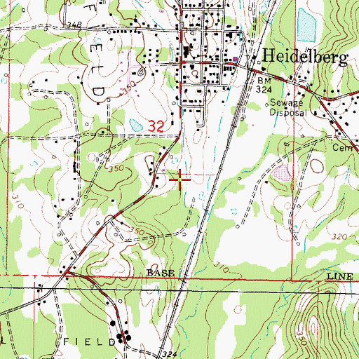 Topographic Map of Upper Tuscaloosa Oil Pool, MS