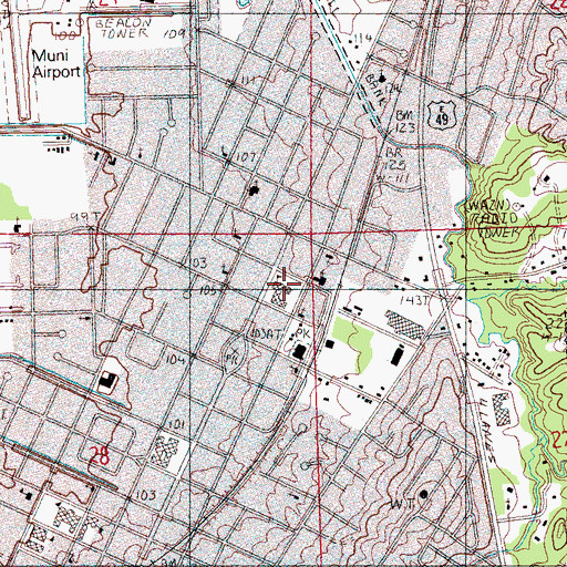Topographic Map of Annie Ellis Elementary School, MS