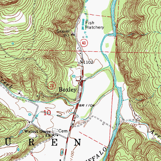Topographic Map of Boxley, AR