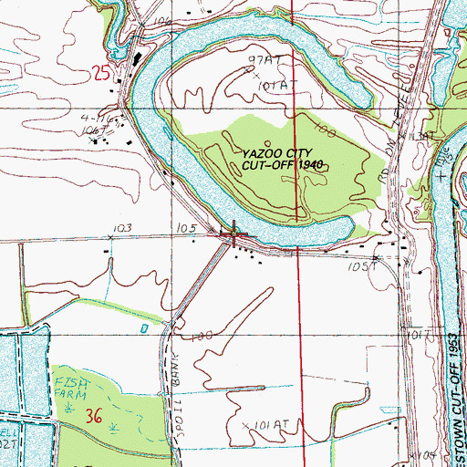 Topographic Map of Elmwood Landing, MS