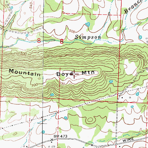 Topographic Map of Boyd Mountain, AR