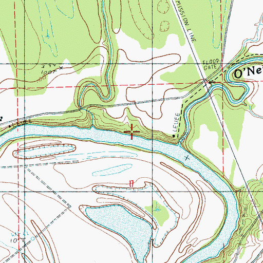 Topographic Map of O'Neals Creek Landing, MS