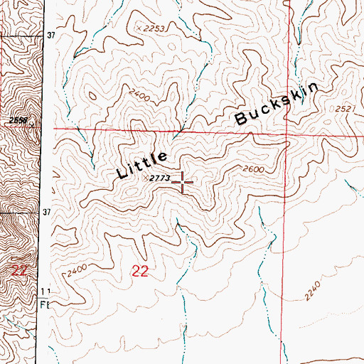 Topographic Map of Little Buckskin Mountains, AZ