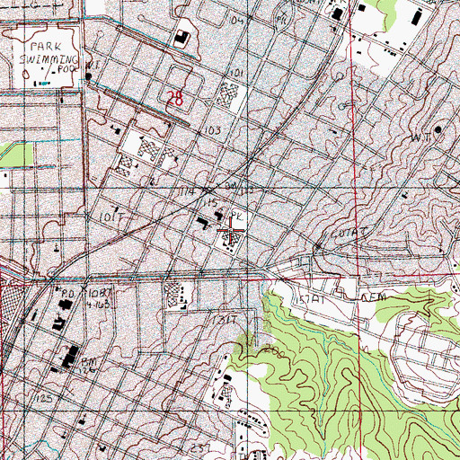 Topographic Map of Webster Street Elementary School, MS