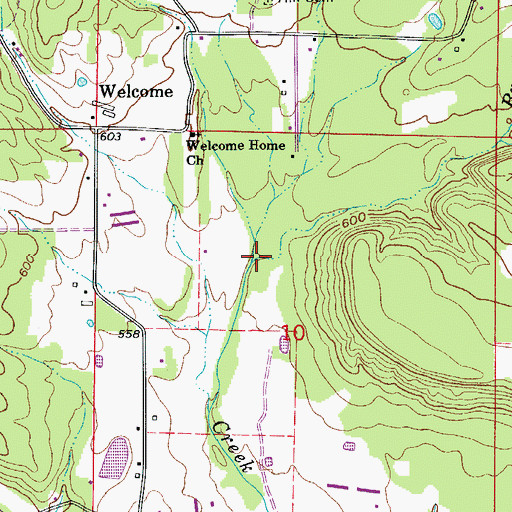 Topographic Map of Bradley Creek, AR