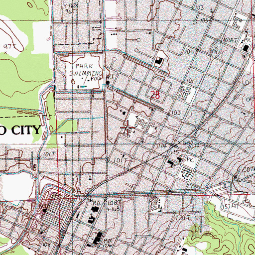 Topographic Map of Bettie E Woolfolk Middle School, MS
