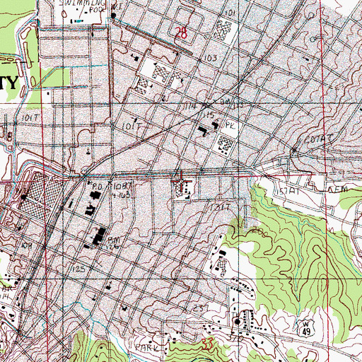 Topographic Map of Yazoo City Junior High School, MS