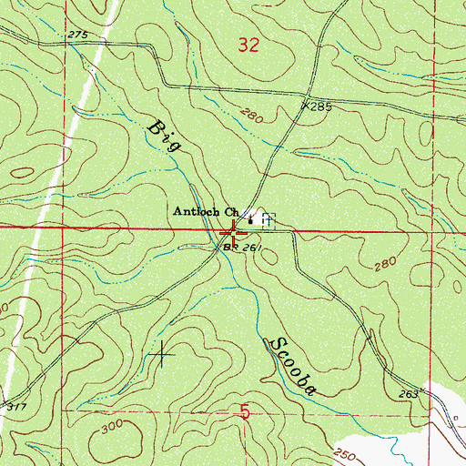 Topographic Map of Antioch (historical), MS