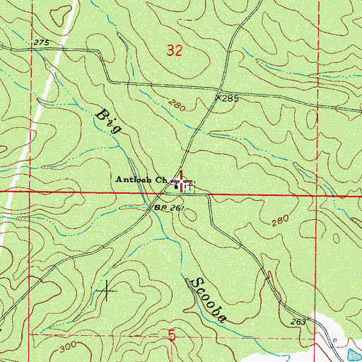 Topographic Map of Antioch School (historical), MS