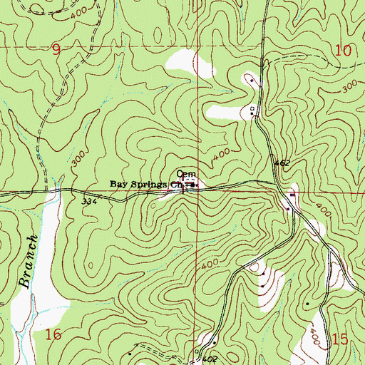 Topographic Map of Bay Springs School (historical), MS