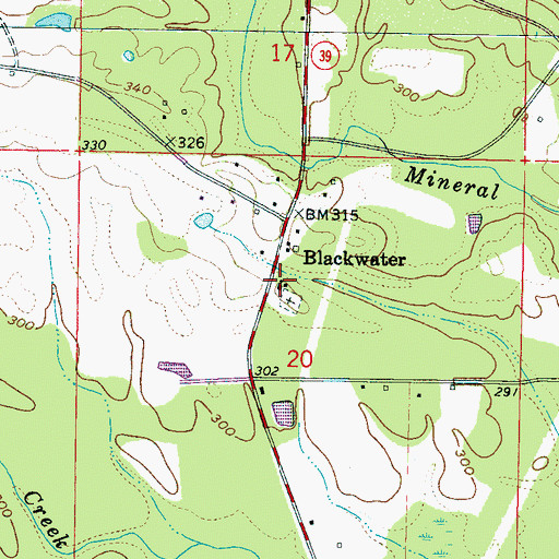 Topographic Map of Blackwater Baptist Church, MS