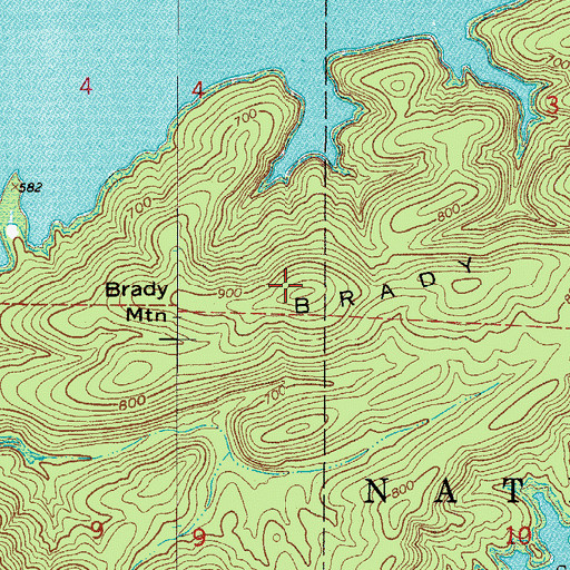 Topographic Map of Brady Mountain, AR
