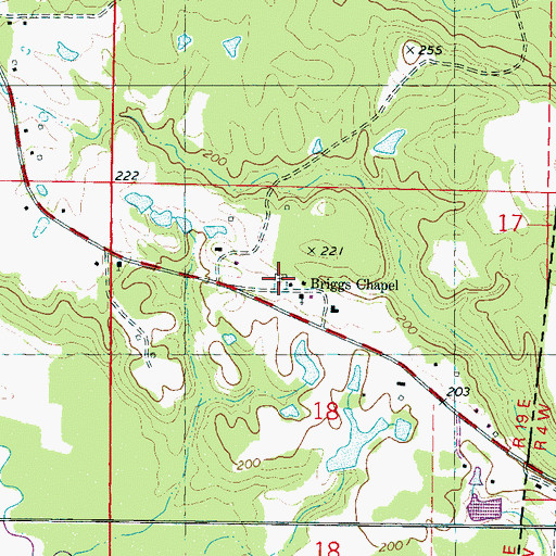 Topographic Map of Briggs Chapel Cemetery, MS