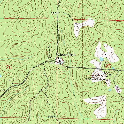 Topographic Map of Chapel Hill Cemetery, MS