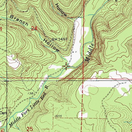 Topographic Map of Branch Hollow, AR