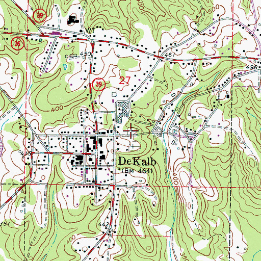 Topographic Map of DeKalb Cemetery, MS