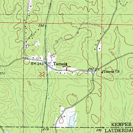 Topographic Map of Delk School (historical), MS