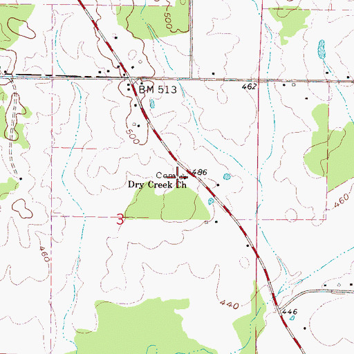 Topographic Map of Dry Creek Cemetery, MS