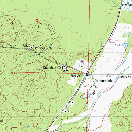 Topographic Map of Enondale Cemetery, MS