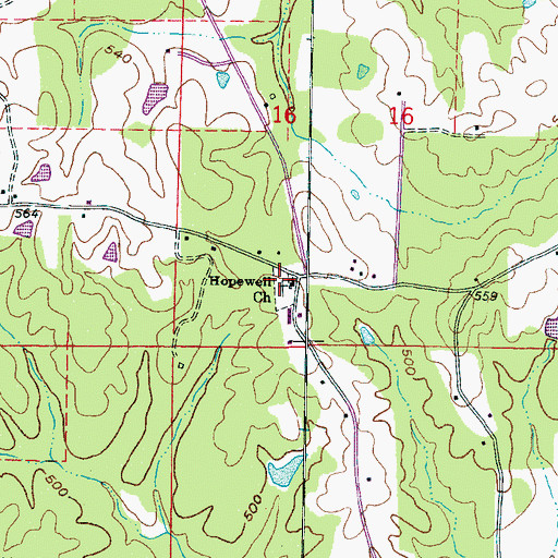 Topographic Map of Hopewell Cemetery, MS