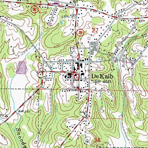 Topographic Map of Kemper County Courthouse, MS