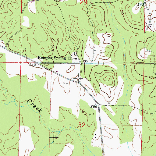 Topographic Map of Kemper Springs, MS