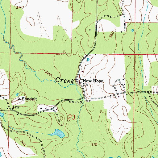 Topographic Map of New Hope Cemetery, MS