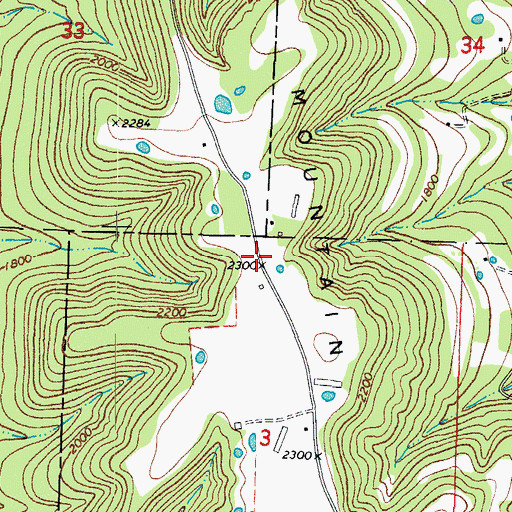 Topographic Map of Brannon Mountain, AR