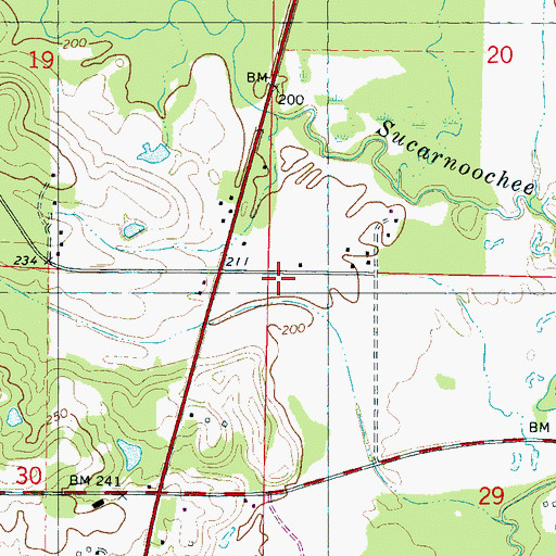 Topographic Map of Old Narkeetah (historical), MS