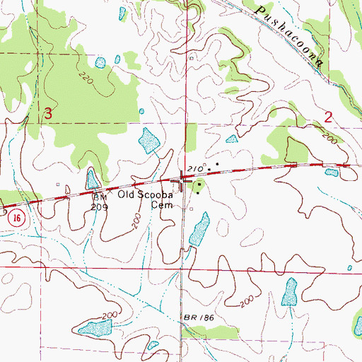 Topographic Map of Old Scooba (historical), MS