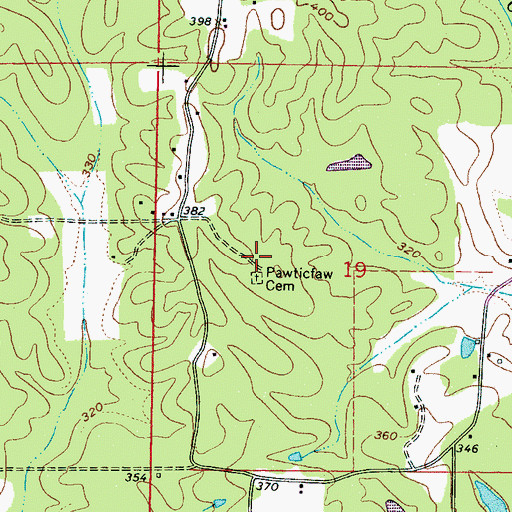 Topographic Map of Pawticfaw Baptist Church (historical), MS