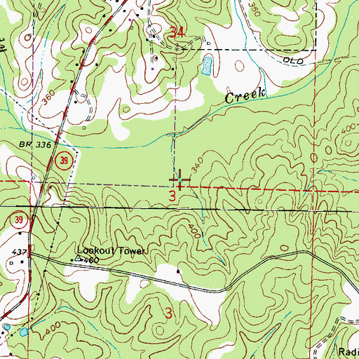 Topographic Map of Pinecrest Cemetery, MS