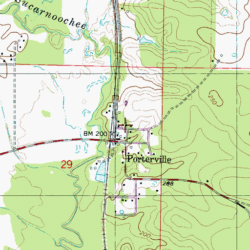 Topographic Map of Porterville Methodist Church, MS