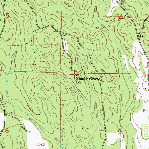 Topographic Map of Shady Grove School (historical), MS