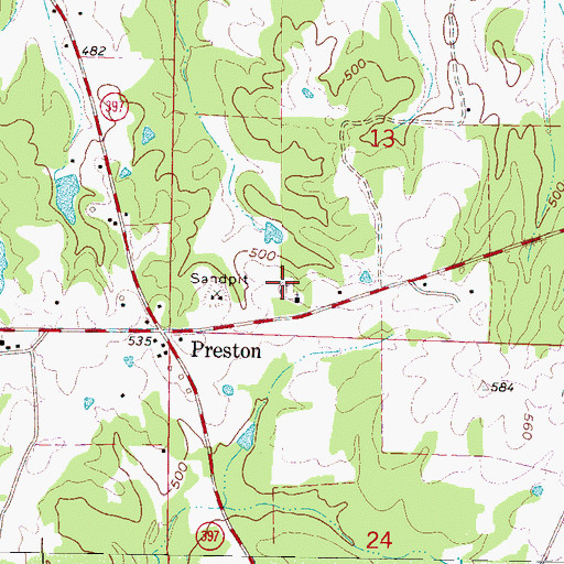 Topographic Map of Shepard Grove Cemetery, MS