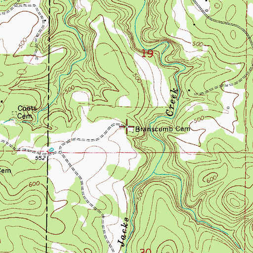 Topographic Map of Branscumb Cemetery, AR