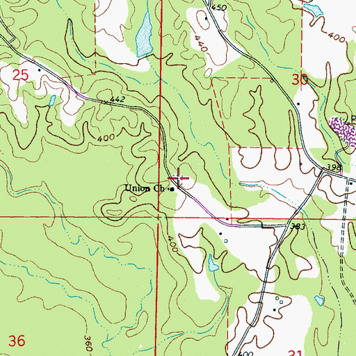 Topographic Map of Union Cemetery, MS