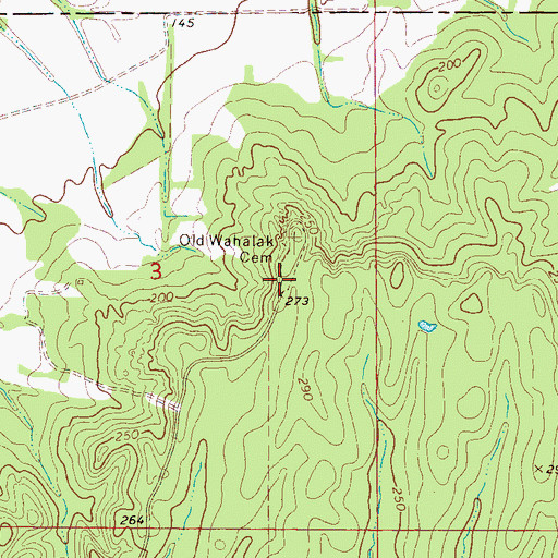 Topographic Map of Old Wahalak (historical), MS