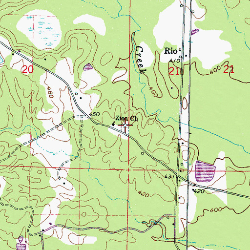 Topographic Map of Zion Cemetery, MS