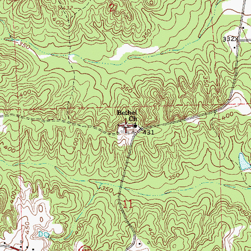 Topographic Map of Bethel Cemetery, MS