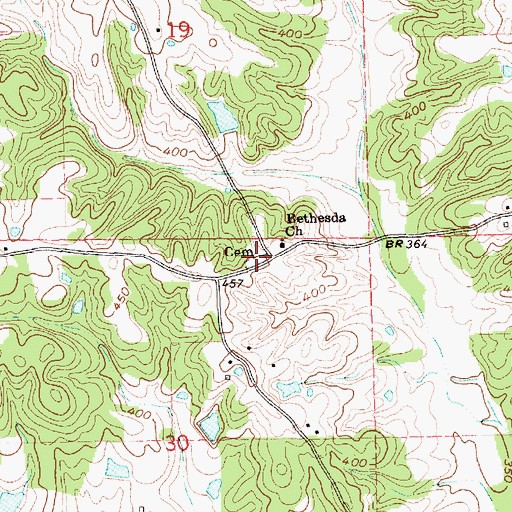 Topographic Map of Bethesda Cemetery, MS