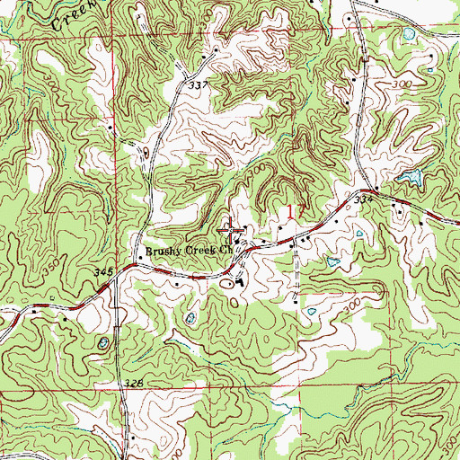 Topographic Map of Brushy Creek Cemetery, MS