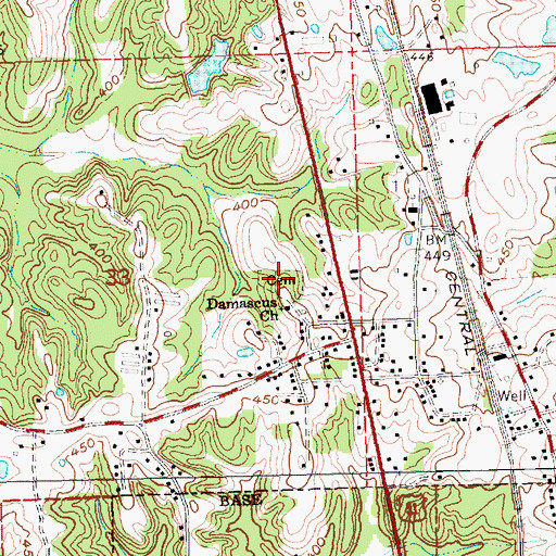 Topographic Map of Damascus Cemetery, MS