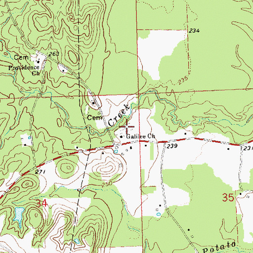 Topographic Map of Galilee Cemetery, MS