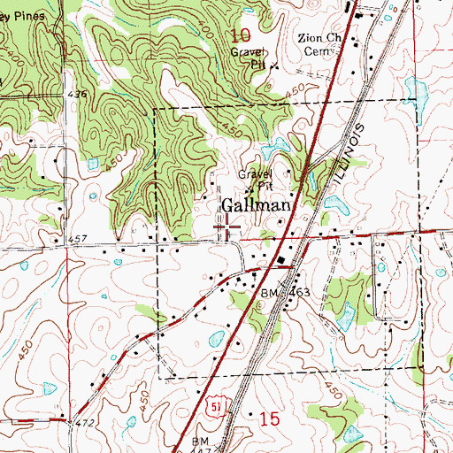 Topographic Map of Gallman Cemetery, MS
