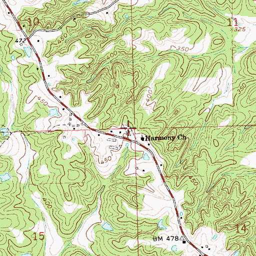 Topographic Map of Harmony Cemetery, MS
