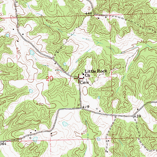 Topographic Map of Little Rock Cemetery, MS