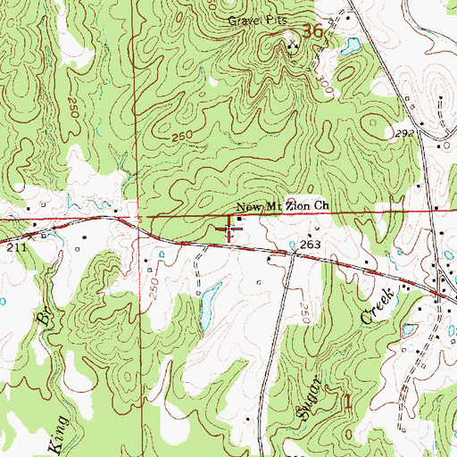 Topographic Map of Mount Zion Cemetery, MS